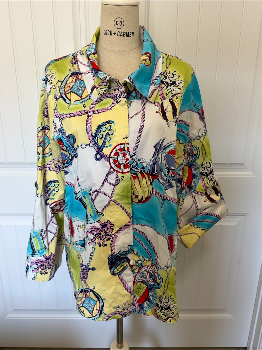 George Simonton Multicolor Nautical Print Button-Up Jacket